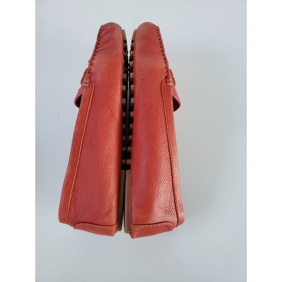 Tory Burch LOWELL 2 Orange Leather Driving Moccasin Loafers Size 9.5M Loafers - Picture 4 of 12